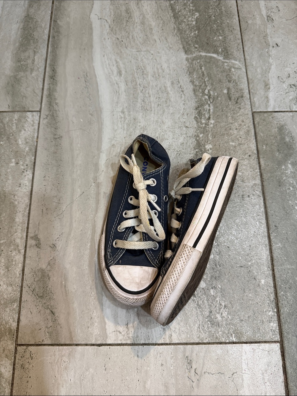 Converse Navy and Cream Low-Top Kids Sneakers